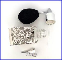 Dressing Table Perfume Atomizer and Funnel Set Art Nouveau Style 925 Sterling