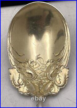 Durgin Gilt Sterling Silver Salad Serving Set in New Art Pattern Art Nouveau