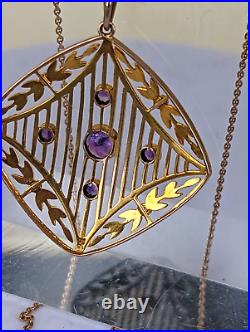 Edwardian Art nouveau pendant gorgeous stylish set with amethysts & pearls