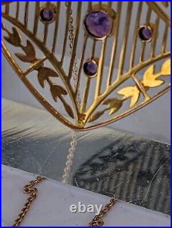 Edwardian Art nouveau pendant gorgeous stylish set with amethysts & pearls