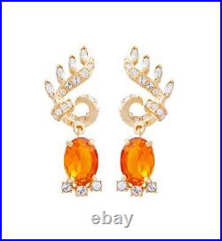 Elegant Drop Earrings Art Nouveau Style Gold Plated Metal Alloy Set With Enamel