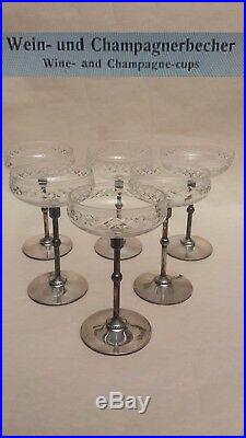 Elegant Jugendstil / Art Nouveau WMF Champagne /Wine Set 6 (SIX) Goblets