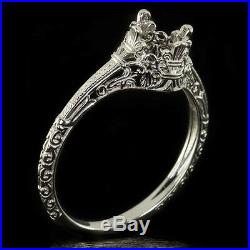 Engagement Ring Setting Art Nouveau Filigree Round Cushion Solitaire 14k W Gold