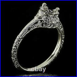 Engagement Ring Setting Art Nouveau Filigree Round Cushion Solitaire 14k W Gold