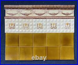England Antique Art Nouveau Majolica 30-set Tile C1900