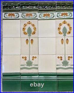 England Antique Art Nouveau Majolica 66 Set Tile C1900