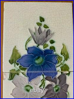 England vintage rare floral set antique art nouveau majolica tile 5pcs 6x6 Inch