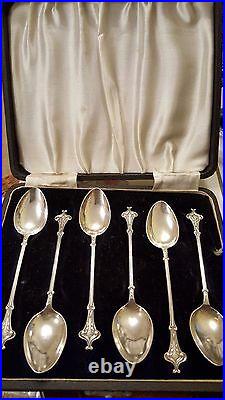 English Silver set of 6 Art Nouveau Demitasse spoons. A J Bailey Bmham 1901. Wow