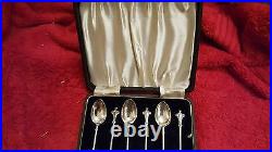 English Silver set of 6 Art Nouveau Demitasse spoons. A J Bailey Bmham 1901. Wow