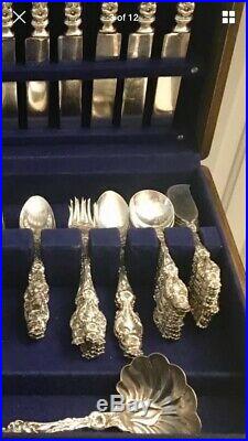 Estate 1902 WHITING LILY Sterling Silver Flatware Set For 12 Original 90 Pieces
