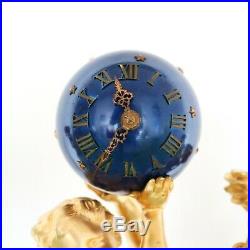 FRENCH Mantel Clock ANTIQUE SET! AUTHENTIC GILDED! Art Nouveau Candelabras GOLD