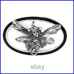 Fairy Pin Brooch Art Nouveau Style 925 Sterling Silver Set With Enamel & Crystal