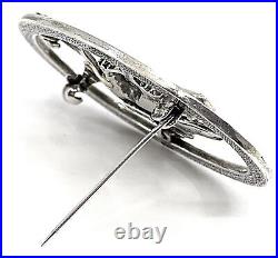 Fairy Pin Brooch Art Nouveau Style 925 Sterling Silver Set With Enamel & Crystal