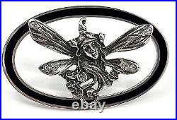 Fairy Pin Brooch Art Nouveau Style 925 Sterling Silver Set With Enamel & Crystal