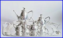 Fine 19C Sterling Silver Tiffany & Co Coffee Tea Service Set Art Nouveau