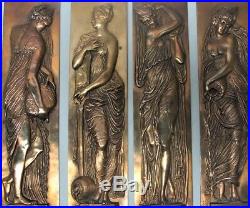 Fine Set of 4 BARBEDIENNE Bronze Plaques of Nymphs JEAN GOUJON c. 1870 antique