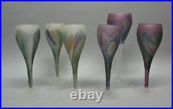 Fine Set of Six REUVEN ART NOUVEAU Wine or Water Art Glass Stemware