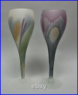 Fine Set of Six REUVEN ART NOUVEAU Wine or Water Art Glass Stemware