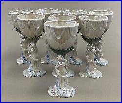 Fitz & floyd art nouveau 1978 lusterware goblets wine glasses (set of 8) oceana