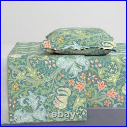 Floral Art Nouveau Damask Blossoms 100% Cotton Sateen Sheet Set by Spoonflower