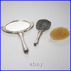 Foster & Bailey Art Nouveau Sterling Silver Vanity Mirror Brush Set 4 Pc Antique