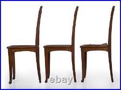 French Art Nouveau Set of Six Carved Walnut Dining Chairs, 20th Century