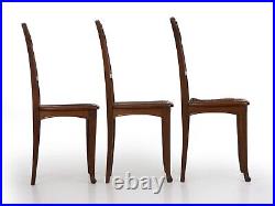 French Art Nouveau Set of Six Carved Walnut Dining Chairs, 20th Century