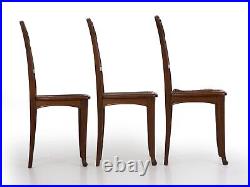 French Art Nouveau Set of Six Finely Carved Walnut Dining Chairs, 20th Century