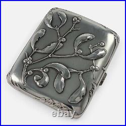 French Art Nouveau Silver Cigarette Case and Vesta Case Set