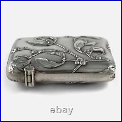 French Art Nouveau Silver Cigarette Case and Vesta Case Set