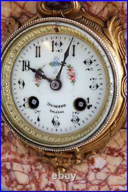 French Clock Set Art Nouveau Heavy Marble With Statue