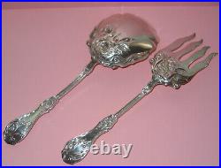 GLENROSE Salad/Serving Fork & Spoon Set Wm Rogers Art Nouveau Silver Plate