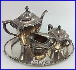 GORHAM SILVERPLATE Antique 1929 ART NOUVEAU COFFEE/TEA SET Y311 Tray Y301 Y303