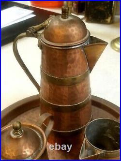 German Art Nouveau Arts Crafts Coffee Set Copper Brass Jugendstil Secessionist