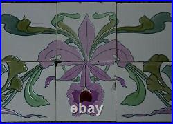 Germany Antique Art Nouveau Majolica 16-tile Set C1900