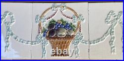 Germany Antique Art Nouveau Majolica 3 Tiles Set C1900