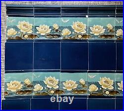 Germany Belgium- Antique Art Nouveau Majolica 40 Set Tile C1900