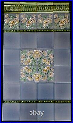 Germany M O & P F Antique Art Nouveau Majolica 36 Tile Set C1900