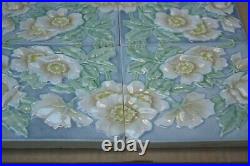 Germany M O & P F Antique Art Nouveau Majolica 4 Tile Set C1900