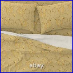 Golden Gold Art Nouveau Mustard 100% Cotton Sateen Sheet Set by Spoonflower