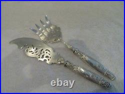 Gorgeous 1900 french sterling silver & silverplated fish serving set art nouveau