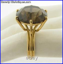 Gorgeous Antique Art Nouveau 18k Gold Ring Set With a Diamond Cut 10 Carat Topaz