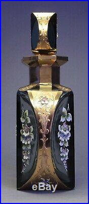Gorgeous Antique Czech Bohemian Art Glass Decanter/ Carafe Set Blue Gray Glass G