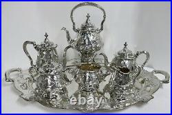 Gorham Martele, Complete Sterling Silver Tea Set With Tray & Tilting Kettle