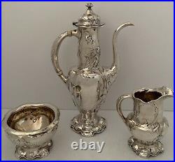 Gorham Martele Sterling I/bb Figural Woman Lily Pads 3pc Coffee Set R. Bain
