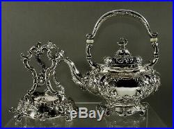 Gorham Sterling Tea Set Kettle & Stand 1907 Hand Decorated