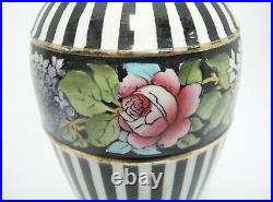 Grimwade's Royal Winton Black Striped Vases Art Nouveau Set of 2 Snowdrop Roses