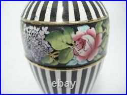 Grimwade's Royal Winton Black Striped Vases Art Nouveau Set of 2 Snowdrop Roses