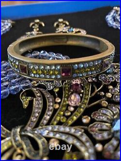 HEIDI DAUS LOT Art Deco Nouveau 3 Pieces Necklace Earrings Bracelet Blue Set