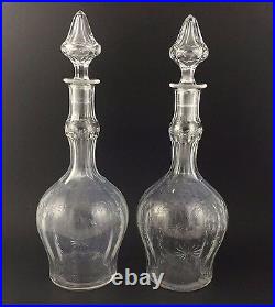 Hawkes Crystal Garland and Floral Cut Antique Decanter Set Stopper Lot Decanters